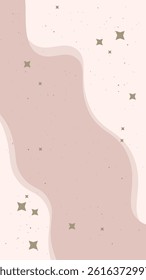Abstract Mobile Wallpaper Stories Pink Waves Stars Pastel Beige Colors Grainy Dots Watercolor Style Vector Design