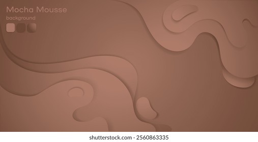 Abstract mocha waves background banner template.Abstract brown Mocha Mousse background with waves.Modern brown banner template design with paper cut effect.Vector illustration
