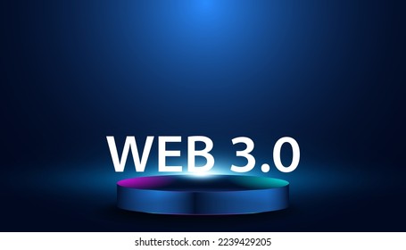 Abstract mock up base Web 3.0  Semantic Web Artificial Intelligence, stage, podium with beautiful lighting, futuristic for background, Permissionless, Decentralized , technology, 