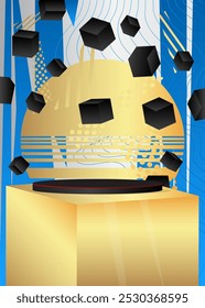 Abstract Mockup product display. Realistic vector cylinder pedestal podium. Stage showcase for presentation. Minimal geometric forms, empty scene.