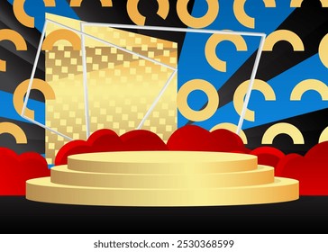 Exibição do produto Mockup abstrato. Pódio de pedestal de cilindro de vetor realista. Exibição de palco para apresentação. Formas geométricas mínimas, cena vazia.