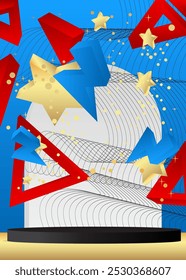 Exibição do produto Mockup abstrato. Pódio de pedestal de cilindro de vetor realista. Exibição de palco para apresentação. Formas geométricas mínimas, cena vazia.