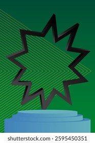 Abstract Mockup product display. Realistic vector 3D room, cylinder pedestal podium. Stage showcase for presentation. Futuristic Sci-fi minimal geometric forms, empty scene.