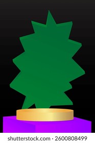 Abstract Mockup product display. Realistic vector 3D room, cylinder pedestal podium. Stage showcase for presentation. Futuristic Sci-fi minimal geometric forms, empty scene.