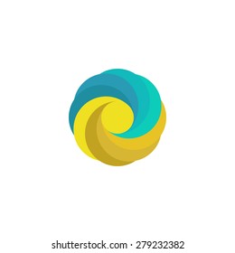 Abstract mockup travel logo, sand, sun, wave, paradise coast emblem