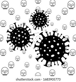 Modelo abstracto de coronavirus en el fondo del cráneo. Nuevo coronavirus (2019-nCoV), modelo de cepa de virus abstracto.