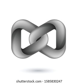 Abstract Model of Geometric Torus Knot Object. Illustration for Science, Digital or Biological Design on White Backdrop