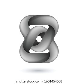 Abstract Model of Geometric Torus Knot Object. Illustration for Science, Digital or Biological Design on White Background