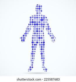 Abstract model of man consisting of circles . Vector illustration.