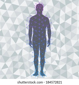 Abstract model of man on poly background. Vector background