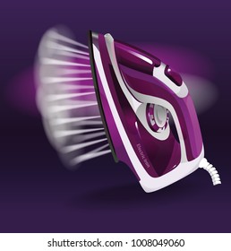 Abstract model of a modern electric iron with steam function. Purple