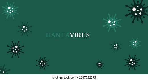 Modelo abstracto de nuevo hantavirus con título. Peligro del virus del Hantavirus y enfermedad de riesgo para la salud pública. Ilustración vectorial.