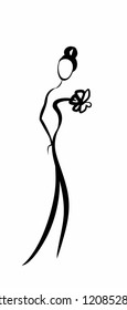 abstract model on catwalk in an evening dress