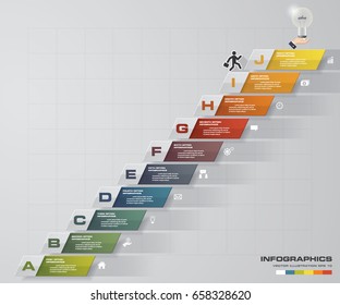 Abstract modern 10 step with stair infographics/timeline. EPS10