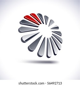 Abstract modern 3d dandelion emblem. Vector.