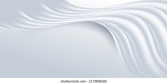 Abstract modern 3d dynamic wavy and curved white, grey on clean background. Luxury concept. Vector illustration