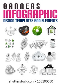 Abstract modern 3d papers banner templates