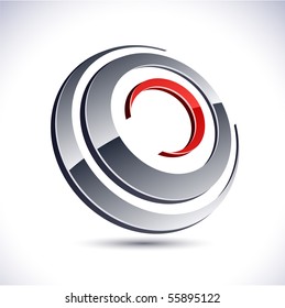 Abstract modern 3d round icon. Vector.