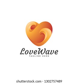 Abstract modern 3D style, Heart Love and Wave Swirl Logo Icon