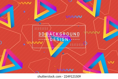 Resumen moderno triángulo 3d geométrico con fondo colorido