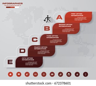 Abstract modern 5 step with stair infographics/timeline. EPS10