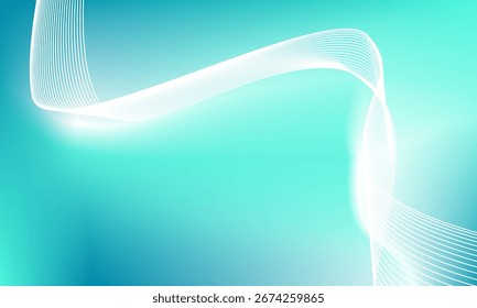 Abstract modern aesthetic background design with smooth gradient and white flowing wave lines creating elegant motion.