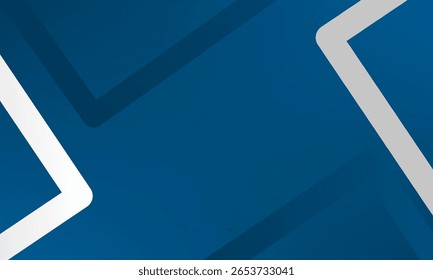 Abstract modern aesthetic background with geometric shapes and silver outlines on dark blue gradient