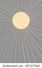 Abstract modern aesthetic backgrounds landscapes with sun. pastel shades. Mid-century modern minimalist art print. Flat abstract design.