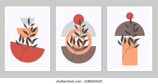 Abstract modern aesthetic design of the mid-century with geometric forms of balance. Modern minimalist art print. Composition of simple figures.