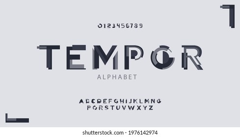 Abstract modern alphabet font from geometry shapes. Decorative uppercase monochromatic latin vector type from collage of geometric shapes. 