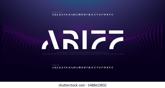Abstract modern alphabet fonts. Typography electronic digital game music future creative italic font design concept. vector illustraion