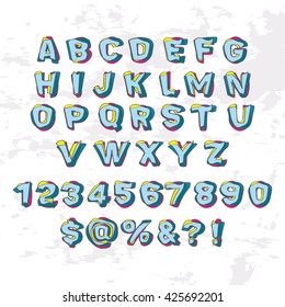 Abstract modern alphabet. The letters of the layers of different shape and color. - EPS10