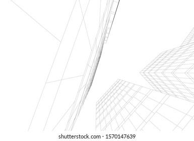 abstract modern architecture, 3d city buildings 