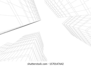abstract modern architecture, 3d city buildings 
