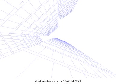 abstract modern architecture, 3d city buildings 