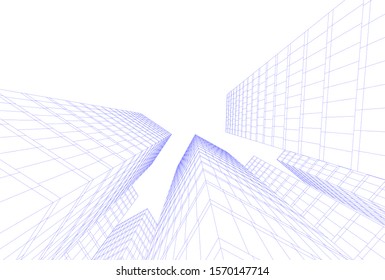 abstract modern architecture, 3d city buildings 