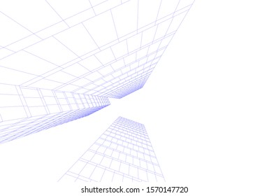 abstract modern architecture, 3d city buildings 