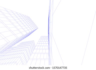 abstract modern architecture, 3d city buildings 