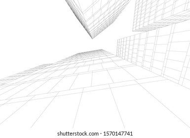 abstract modern architecture, 3d city buildings 