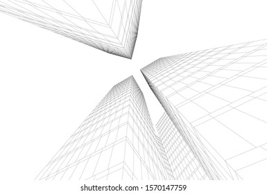 abstract modern architecture, 3d city buildings 