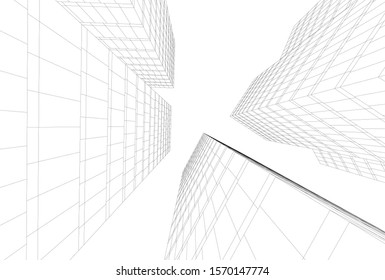 abstract modern architecture, 3d city buildings 