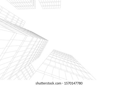 abstract modern architecture, 3d city buildings 