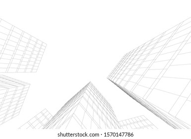 abstract modern architecture, 3d city buildings 
