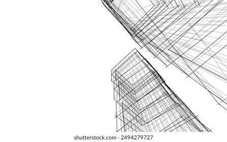 abstract modern architecture, 3d city buildings 