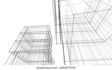 abstract modern architecture, 3d city buildings 