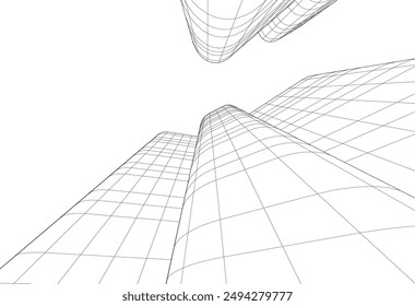 abstract modern architecture, 3d city buildings 