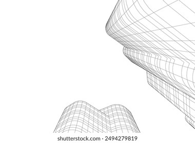 abstract modern architecture, 3d city buildings 