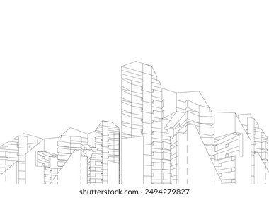 abstract modern architecture, 3d city buildings 