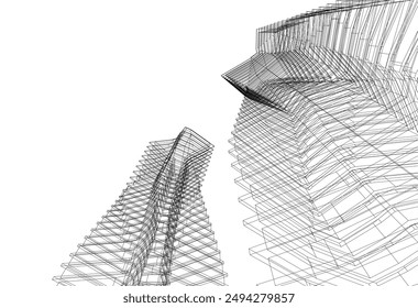 abstract modern architecture, 3d city buildings 