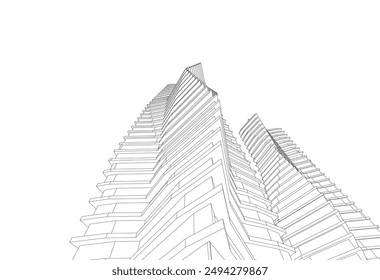 abstract modern architecture, 3d city buildings 